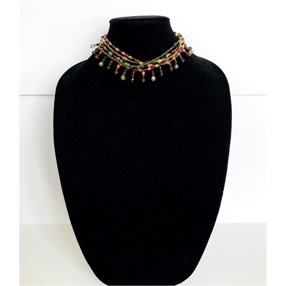 Artisan Multi Strand Beaded Choker Necklace - Picture 2 of 5